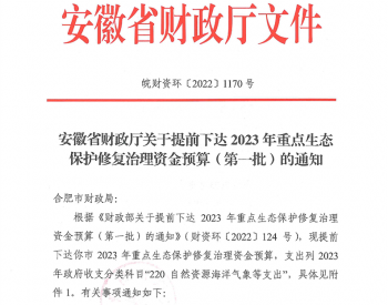 安徽省财政厅关于提前下达2023年重点生态保护修复
