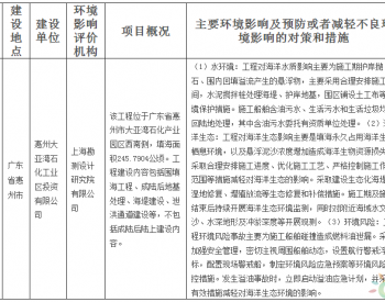 生态环境部关于中海壳牌惠州三期乙烯项目填海造地