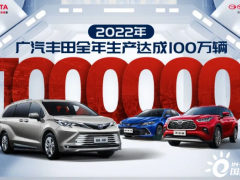 广汽丰田2022年产量达到100万辆