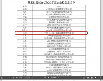 丰郅（上海）新能源科技有限公司入选国家工信部第三批<em>智能光伏</em>试点示范企业名单！