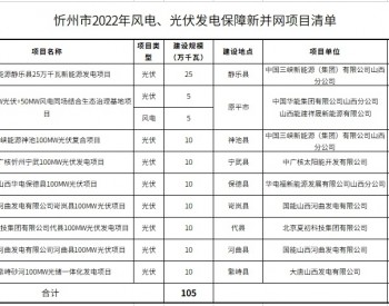 山西省忻州市2022年<em>风电光伏发电项目</em>建设计划公布