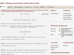 美国怀俄明州新提案：目标2035年禁止销售新的电动