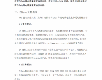 招标 | 驰宏实业发展(上海)有限公司2023年度<em>电线电缆</em>集中采购资格招标项目招标公告