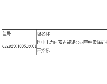 中标｜国电电力内蒙古能源公司察哈素煤矿<em>掘进</em>工作面组合开关采购公开招标中标结果公告