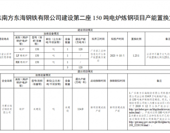 广东南方东海钢铁建设<em>第二座</em>150吨电炉炼钢项目产能置换方案的公告