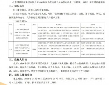 招标 | 400MW风电项目机组招标