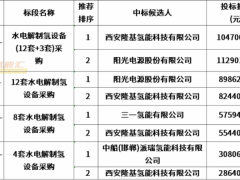 最低单价687万！39套制氢设备中标候选人公示！