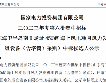中标 | 超14亿元！450MW海上风电项目候选人公示