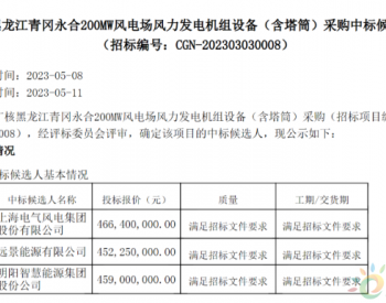 中标 | 超10亿元！430MW风电项目候选人公示