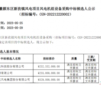 中标 | 不含塔筒最低2298元/kW！金风、远景、电气风电预中标<em>中广核</em>250MW风电项目