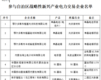 参与内蒙古<em>战略性</em>新兴产业电力交易企业公示名单