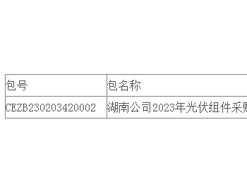 中标 | 国家能源集团湖南电力有限公司2023年光伏<em>组件设备</em>采购公开招标中标结果公告