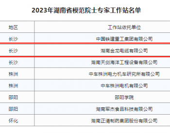 <em>金龙</em>电缆院士专家工作站拟入选“2023年湖南省模范院士专家工作站”