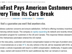 越<em>南车</em>企VinFast推出售后新政策，车辆出问题最低可获得100美元赔偿