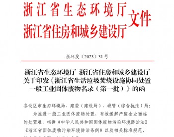 《浙江省生活<em>垃圾焚烧设施</em>协同处置一般工业固体废物名录（第一批）》印发！