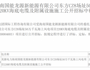 中标 | 龙源电力500MW海上风电相关项目中标公示