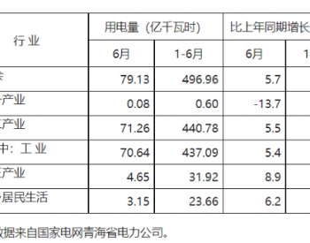 2023年1-6月青海省<em>全社会用电量</em>同比增长10.3%