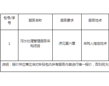 招标 | 上海某单位污水处理管理服务采购项目(第四