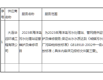 中标 | 辽宁2023年海洋岛污水处理站运营维护及维修项目中标公告