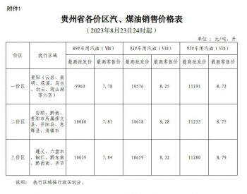 贵州油价：8月23日一价区92号<em>车用汽油</em>（国VIB）最高零售价为8.25元/升