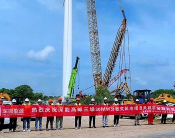 深能江苏高邮三垛30MW分散式风电项目风机吊装圆满完成