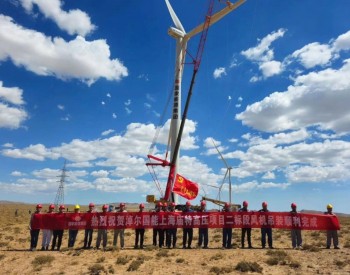 内蒙古上海庙特高压800兆瓦风电项目79<em>台风</em>机吊装圆满完成