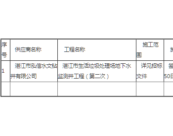中标 | 广东湛江市生活垃圾处理场地下水监测井工程（第二次）中标公告