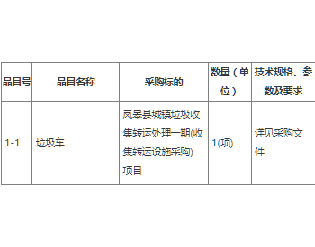 招标 | 陕西岚皋县城镇垃圾收集转运处理一期（收集转运设施采购）项目招标公告