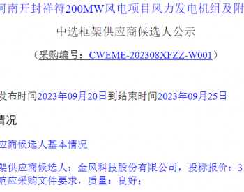 中标 | 1579元/kW！金风科技预中标大唐河南开封祥符200MW风电项目