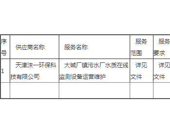中标 | 天津市武清区大碱厂镇污水厂水质在线监测设备运营维护项目成交公告