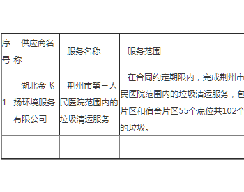 中标 | <em>湖北荆州</em>市第三人民医院生活垃圾清运服务成交公告