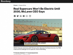 迈凯伦CEO：2030年以前都<em>不会</em>有电动超跑，电池轻量化是关键
