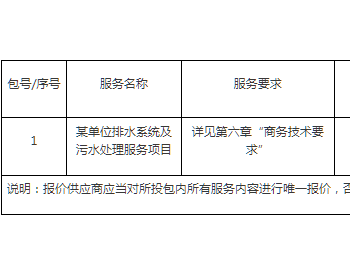 招标 | 上海某单位排水系统及污水处理服务项目竞