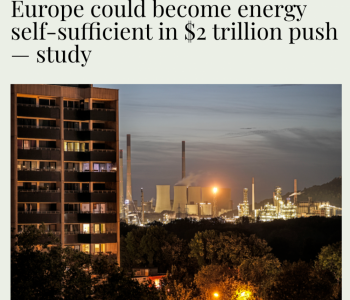 报告：欧洲需要投入2万亿<em>欧元</em>，到2040年实现100%可再生能源系统