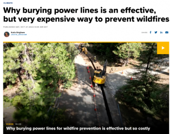 为防火灾，加州的电力公司拟斥巨资将输电线转入地