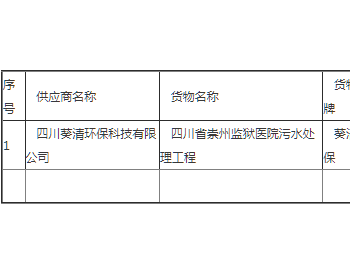 中标 | 四川省崇州监狱医院污水处理工程成交公告