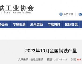 2023年10月全国<em>钢铁</em>产量