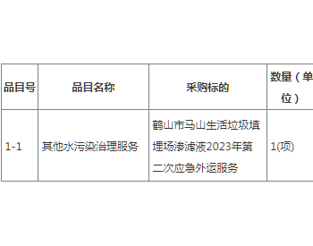招标 | 广东鹤山市马山生活垃圾填埋场渗滤液2023年第二次应急外运服务竞争性磋商公告