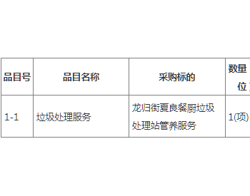 招标 | 广东龙归街夏良餐厨垃圾处理站管养服务项目<em>竞争性磋商</em>公告