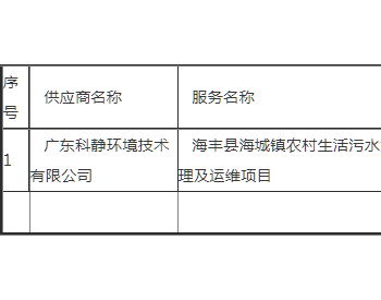 中标 | 广东海<em>丰县</em>海城镇农村生活污水治理及运维项目中标公告