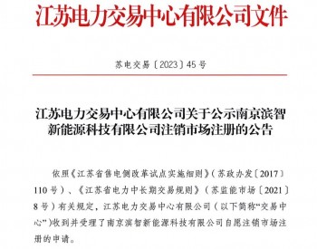 江苏电力交易中心有限公司关于公示南京滨智新能源