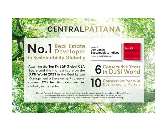 泰国地产巨头Central Pattana荣登 "<em>道琼斯</em>可持续发展世界指数" 房地产类榜首