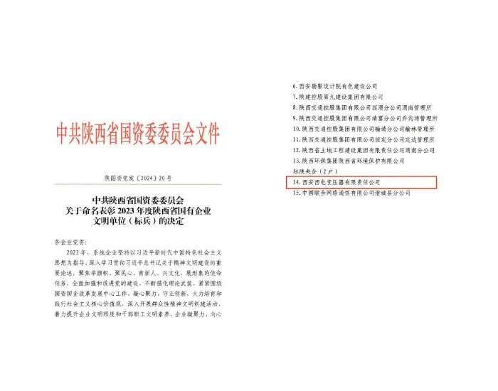 西电西变顺利通过“陕西省国有企业文明单位”复评审核
