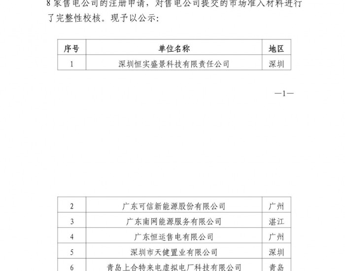 广东电力交易中心有限责任公司关于2024年3月售电公司注册公示的通知