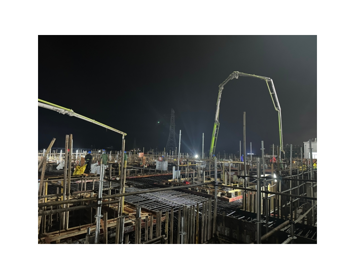 国信滨海港项目循环水泵房下部结构顶板浇筑完成