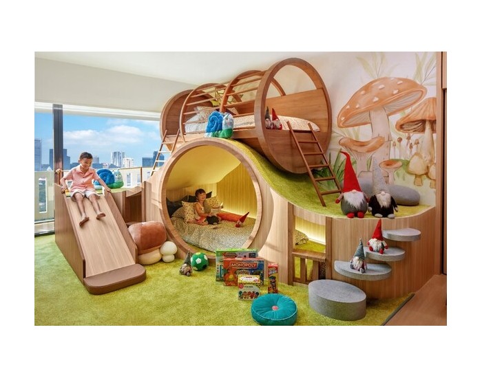 <em>新加</em>坡滨海湾宾乐雅臻选酒店推出童趣十足的土地精灵主题家庭客房 “地洞”与“树屋”，体现了可持续生活的理念