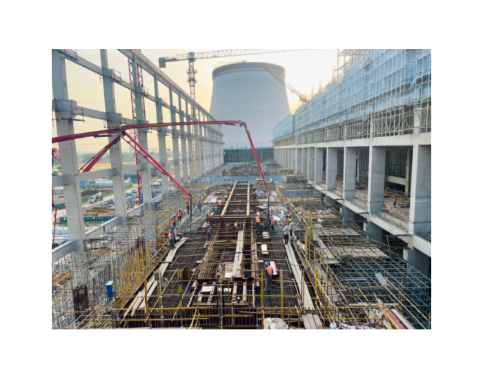 潘集电厂二期工程汽机基座浇筑完成