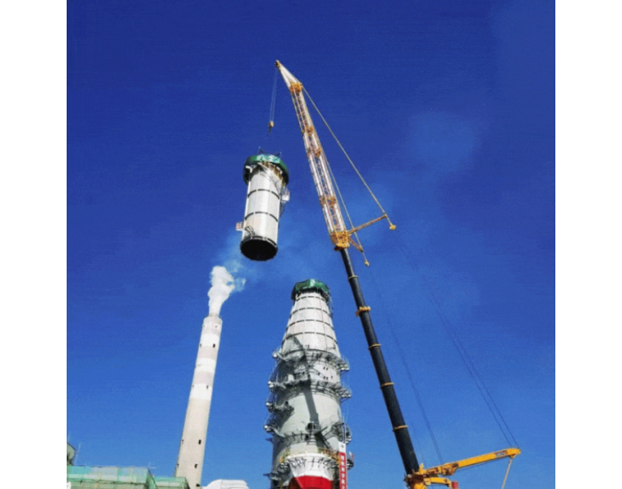 120米！航天源动力最高脱硫塔烟囱吊装圆满完成