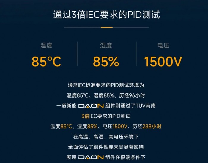 高可靠 高耐久 高稳定性 一道DAON组件直面三倍IEC加严<em>PID</em>测试