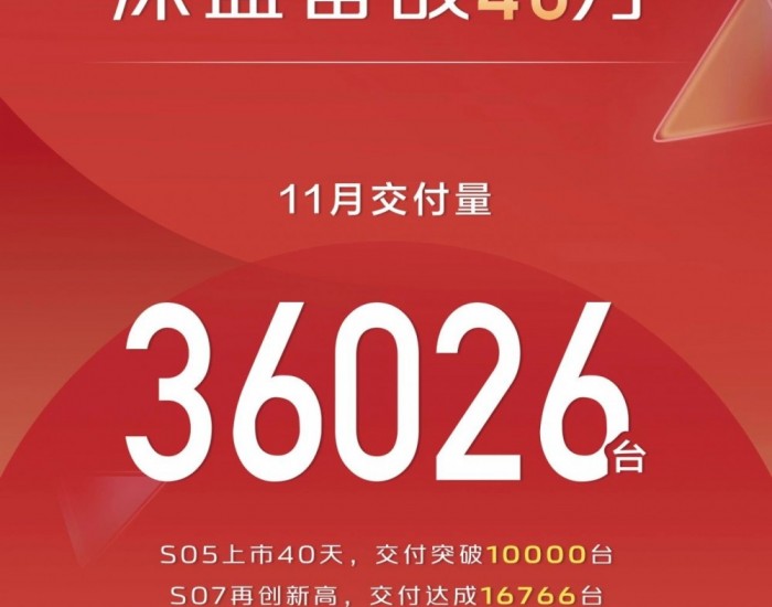 深蓝汽车11月累计交付36026台